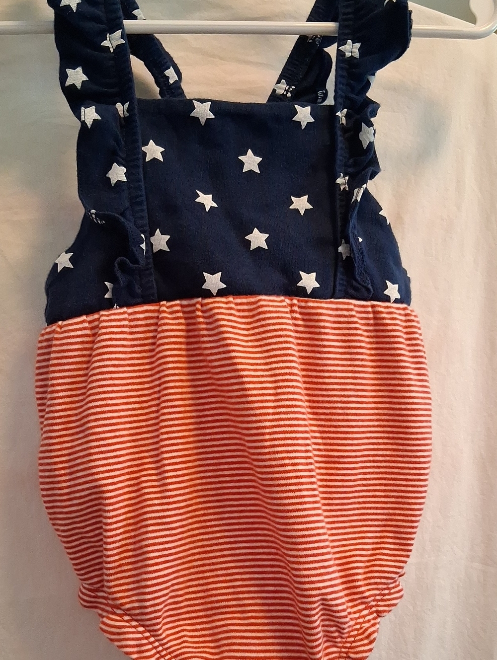12M Navy & Red Star Stripe Ruffled One-Piece